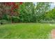 Expansive, lush backyard surrounded by mature trees offering serene privacy and a swing at 157 Dedham Loop, Mooresville, NC 28117