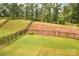 Spacious backyard featuring a black metal fence and lush lawn at 161 Old Harbor Dr, Mount Gilead, NC 27306