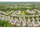 Extensive aerial view of a neighborhood with well-maintained houses, mature trees, and ample green spaces showcases community charm at 2042 Newport Dr, Fort Mill, SC 29707