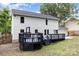 Backyard featuring a two-level dark wood deck and lush green grass at 2112 Flint Glenn Ln, Charlotte, NC 28262