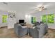 Spacious living room featuring modern decor, wood floors, and bright natural lighting at 2908 Burgess Dr, Charlotte, NC 28208