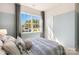 Bedroom features a large window with views of the trees outside, neutral walls, and plush pillows at 3019 Sassafras Trl, Gastonia, NC 28056