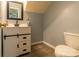 Charming bathroom featuring a modern vanity with a vessel sink and a toilet for added convenience at 5656 Cambridge Bay Dr, Charlotte, NC 28269