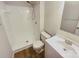 Clean bathroom featuring a walk-in shower, new fixtures, and modern vanity at 6041 Misty Way Ln, Charlotte, NC 28212