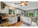 Bright kitchen features white cabinets, granite countertops, stainless steel appliances and a ceiling fan at 6717 Bickham Ln, Charlotte, NC 28269