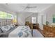 Spacious bedroom features a large window, ceiling fan, and hardwood floors at 1241 Rollins Ave, Charlotte, NC 28205