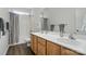 Bathroom with a double vanity sink and a shower with bathtub at 146 Burtons Barn Rd, Mooresville, NC 28115