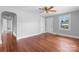 Hardwood floors and neutral paint fill this comfortable bedroom with ample natural light at 2336 32Nd Ne St, Hickory, NC 28601
