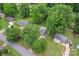 Aerial view of homes surrounded by green trees, showcasing a serene community setting at 2401 Woodleaf Dr, Gastonia, NC 28052