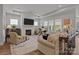 Cozy living room with a fireplace, plush seating, and abundant natural light creating a comfortable gathering space at 7010 Brush Crk, Monroe, NC 28110