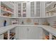 Organized pantry with white cabinets, shelves, and glass-front doors, offering ample storage for kitchen essentials at 7010 Brush Crk, Monroe, NC 28110