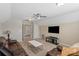 Cozy living room with vaulted ceiling, ceiling fan, TV, and comfortable seating at 8347 Dallas Bay Rd, Charlotte, NC 28278