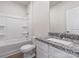 Bathroom featuring a tiled shower/tub combo, toilet, single sink and vanity at 1510 Doran Ter, Richburg, SC 29729