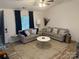 Well-lit living room with neutral tones, featuring two couches and modern geometric-patterned rug at 1623 Flagler Ln, Charlotte, NC 28216