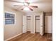 Bedroom with ceiling fan and closet space at 1708 Dogwood Ln, Lancaster, SC 29720