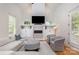 Stylish living room features a stone fireplace, built-in cabinets, and comfortable seating at 1830 Wickford Pl, Charlotte, NC 28203