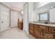 Bathroom with double sink vanity and tiled floors at 309 Palm Cove Way, York, SC 29745