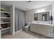 Neutral bathroom featuring tile floors and a shower with a curtain at 327 Wilby Dr, Charlotte, NC 28270