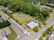 Aerial view of the neighborhood with community amenities like a pool and playground at 328 Rose Garden Ct, Rock Hill, SC 29732