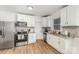 Updated kitchen features stainless steel appliances and freshly painted cabinets at 417 S Broad St, Gastonia, NC 28052