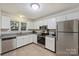 Modern kitchen with stainless steel appliances, white cabinets, and granite countertops at 6016 Gray Gate Ln # C, Charlotte, NC 28210