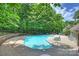 Community pool surrounded by mature trees at 6016 Gray Gate Ln # C, Charlotte, NC 28210