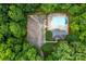 Aerial view of community pool and recreation area surrounded by lush greenery at 6202 Pumpernickel Ln, Wesley Chapel, NC 28110