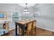 Charming dining area with rustic table, seating for four, and natural light from nearby window at 6208 Rocky Falls Rd, Charlotte, NC 28211