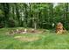 Large backyard featuring a play area, fire pit, and seating area perfect for outdoor entertaining and relaxation at 915 Waterview Ln, Monroe, NC 28110