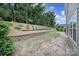 Backyard featuring a landscaped hillside, retaining wall and lush greenery at 11216 Preservation Ln, Charlotte, NC 28278