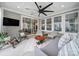 Cozy sunroom with comfortable seating, a unique coffee table, lots of natural light, and easy access to the outdoors at 11216 Preservation Ln, Charlotte, NC 28278