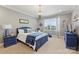 Nautical-themed bedroom with blue accents, soft lighting, and a comfortable twin bed at 2004 Garden View Ln, Weddington, NC 28104