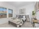 Bright bedroom with large windows, a neatly dressed bed, and contemporary decor, perfect for a restful and stylish living at 219 Tillery Ln # 755, Mount Gilead, NC 27306