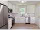 Bright kitchen features white cabinets, stainless steel appliances, and a window view at 2469 Elkwood Cir, Charlotte, NC 28205