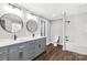 Renovated bathroom features a dual sink vanity with modern fixtures and a tiled shower/tub combo at 330 Skyview Dr, Catawba, SC 29704