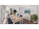 Open concept dining and kitchen area with hardwood floors and white cabinets at 330 Skyview Dr, Catawba, SC 29704