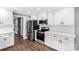 Modern kitchen with stainless steel appliances, white cabinets, and subway tile backsplash at 330 Skyview Dr, Catawba, SC 29704