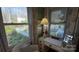 Bright home office space with a white desk, chair, and views of the fenced backyard with mature landscaping at 700 Valleyview Dr # 1, Albemarle, NC 28001