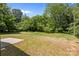 A spacious, dry, green backyard and a small concrete patio await in this grassy outdoor space at 706 Live Oak St, Shelby, NC 28150
