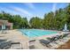 Community pool featuring lounge chairs, umbrellas, and clear blue water on a sunny day at 8381 Chatsworth Dr, Indian Land, SC 29707