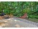 Paver patio with outdoor seating and landscaped stairs leading to backyard at 8744 Barrister Way, Charlotte, NC 28216