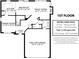 First floor floorplan with kitchen, dining room, great room, and garage at 8744 Barrister Way, Charlotte, NC 28216