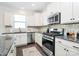 Modern kitchen featuring stainless steel appliances, granite countertops, and a subway tile backsplash at 8916 Inverness Bay Rd, Charlotte, NC 28278