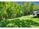 Lush green backyard with mature trees, well-manicured lawn, and shaded areas at 1134 Blueberry Ln, Charlotte, NC 28226
