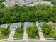 Aerial view of homes surrounded by lush trees and well-maintained lawns at 1321 Land Grant Rd, Charlotte, NC 28217