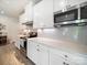 Modern kitchen with white cabinets, stainless steel appliances, and light countertops at 1456 Augustus Beamon Dr, Indian Trail, NC 28079