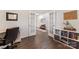 The view from the office looking into the entryway and dining room of this stunning home at 15630 Oleander Dr, Charlotte, NC 28278