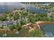 Magnificent aerial view of a luxurious home nestled within a gated community with access to the lake at 17938 John Connor Rd, Cornelius, NC 28031