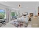 Bright bedroom with a large bay window, river views, a ceiling fan, and neutral decor at 17938 John Connor Rd, Cornelius, NC 28031