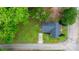 Aerial view of a quaint cottage-style house, surrounded by lush greenery and a driveway at 18 S Coulter Ave, Newton, NC 28658